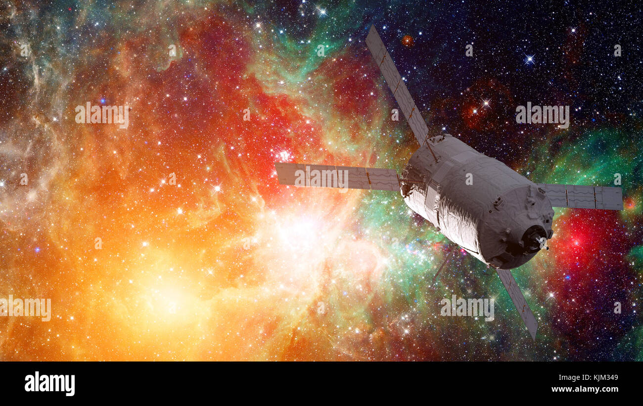 Il lancio del veicolo spaziale nello spazio. Gli elementi di questa immagine fornita dalla NASA. Foto Stock