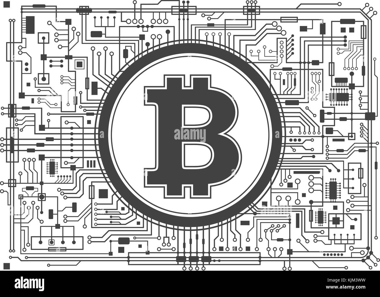 Bitcoin valuta digitale sullo sfondo Illustrazione Vettoriale