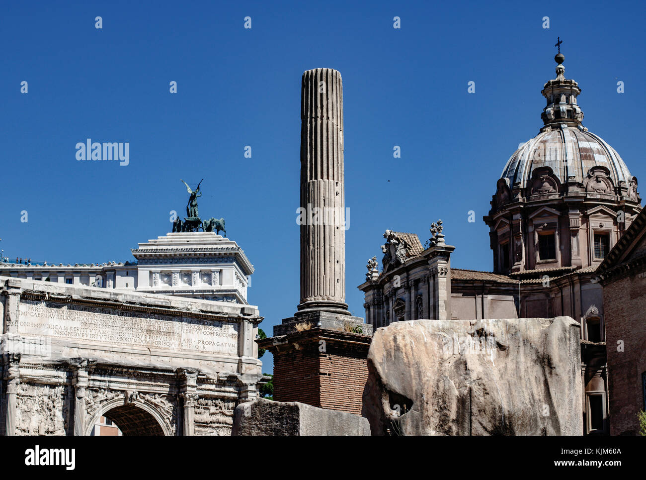 Combinazione di diversi monumenti situati nell'agorà romana, Roma Foto Stock