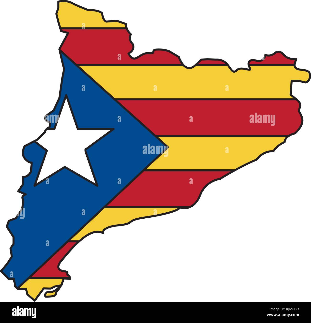 Bandiera di catalunya e il paese di contorno immagine icona Illustrazione Vettoriale