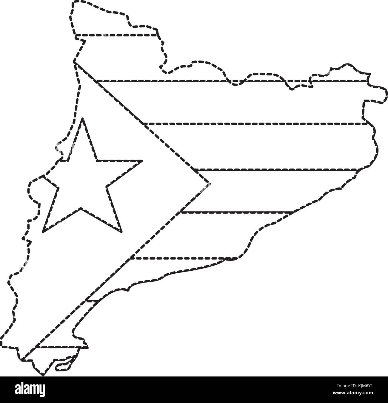 Bandiera di catalunya e il paese di contorno immagine icona Illustrazione Vettoriale