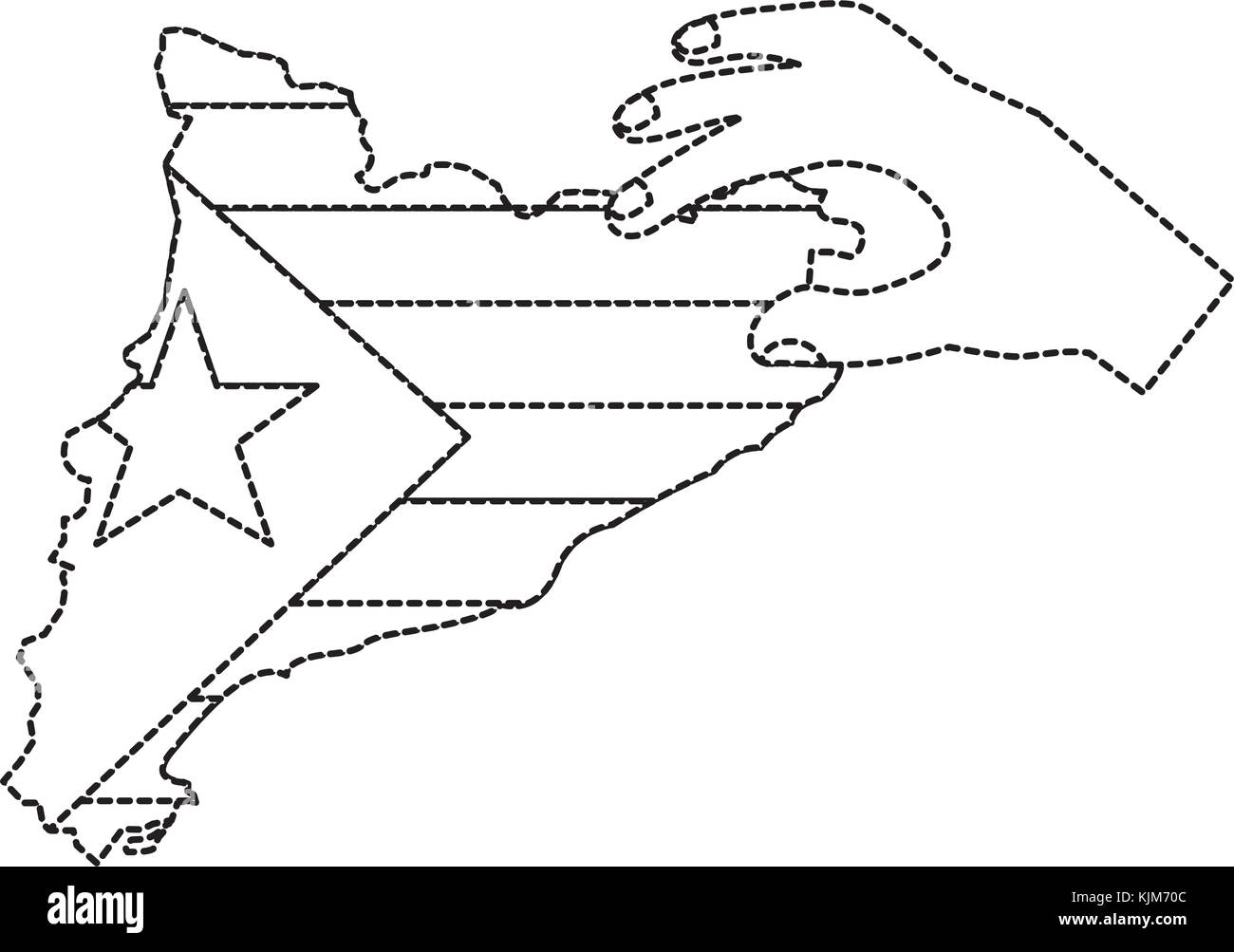 Bandiera di catalunya e paese delineare con icona mano immagine Illustrazione Vettoriale