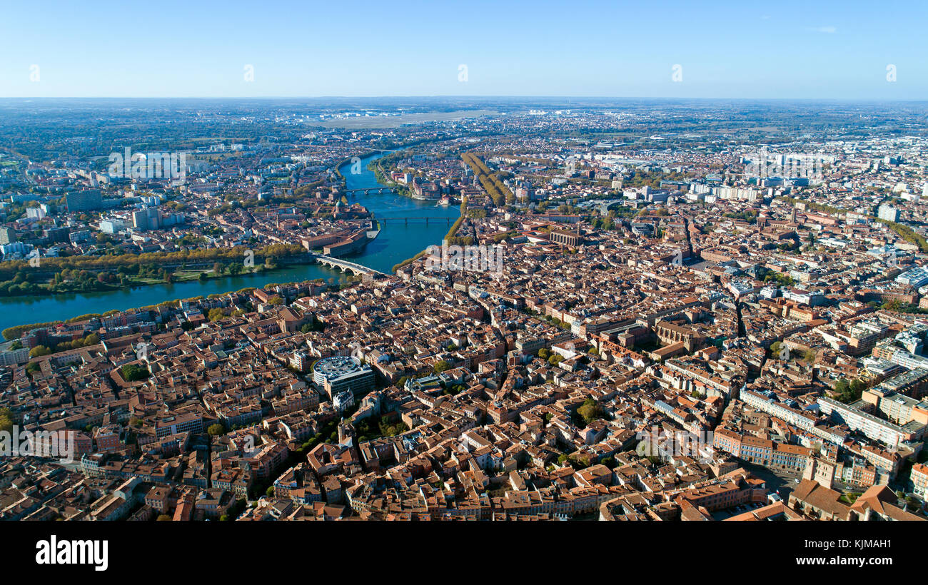 Vista aerea della città di Tolosa in Haute Garonne, Francia Foto Stock