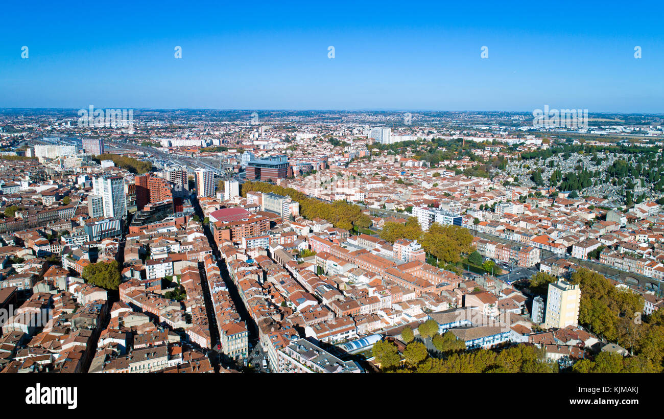Vista aerea della città di Tolosa in Haute Garonne, Francia Foto Stock