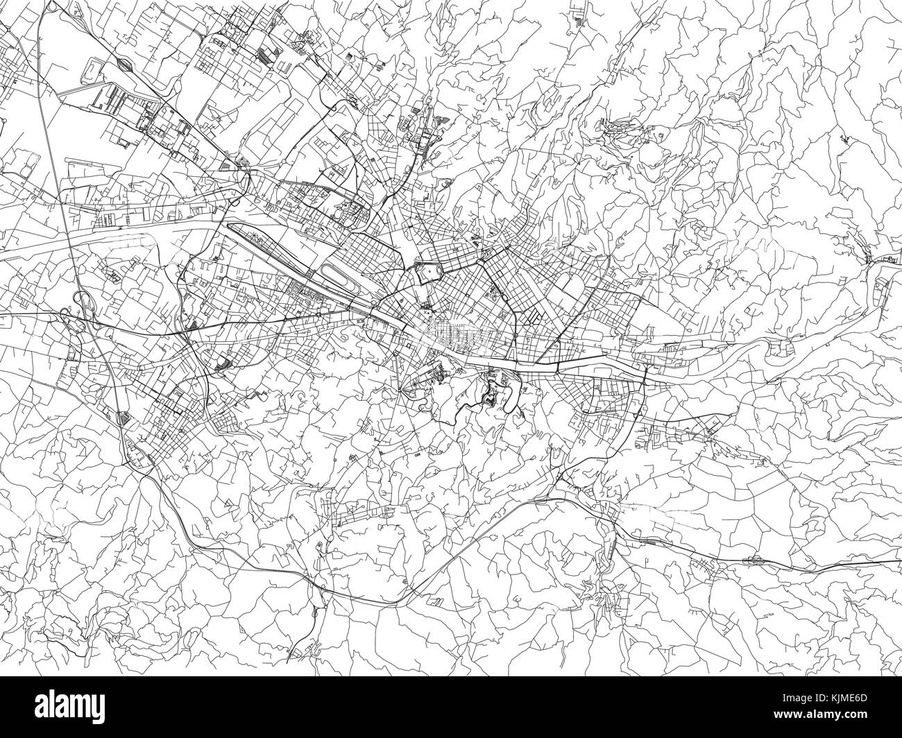 Strade di Firenze, mappa della città, Toscana, Italia. Mappa stradale  Immagine e Vettoriale - Alamy