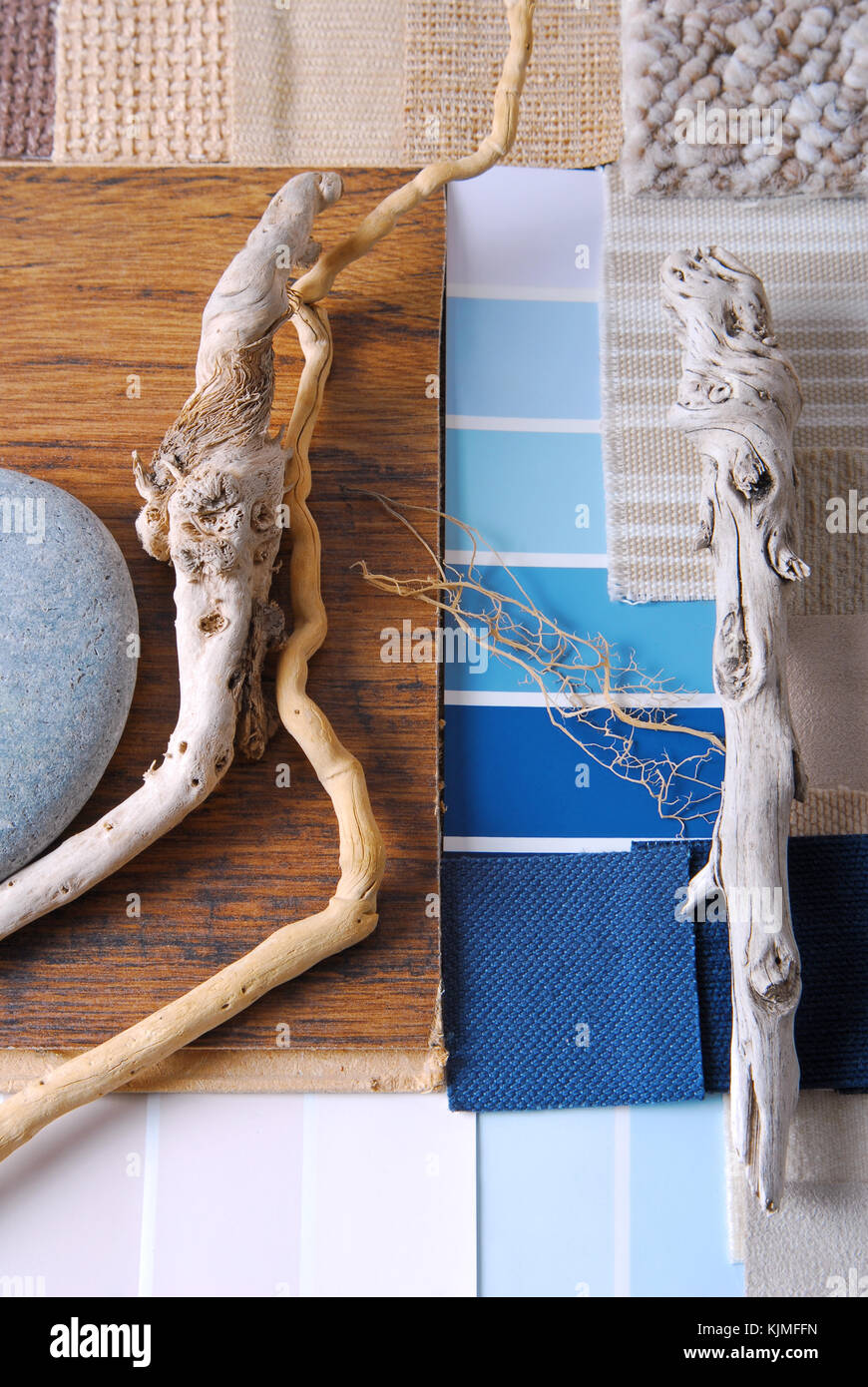 Interior design di colore selezione nel concetto di marine style Foto Stock