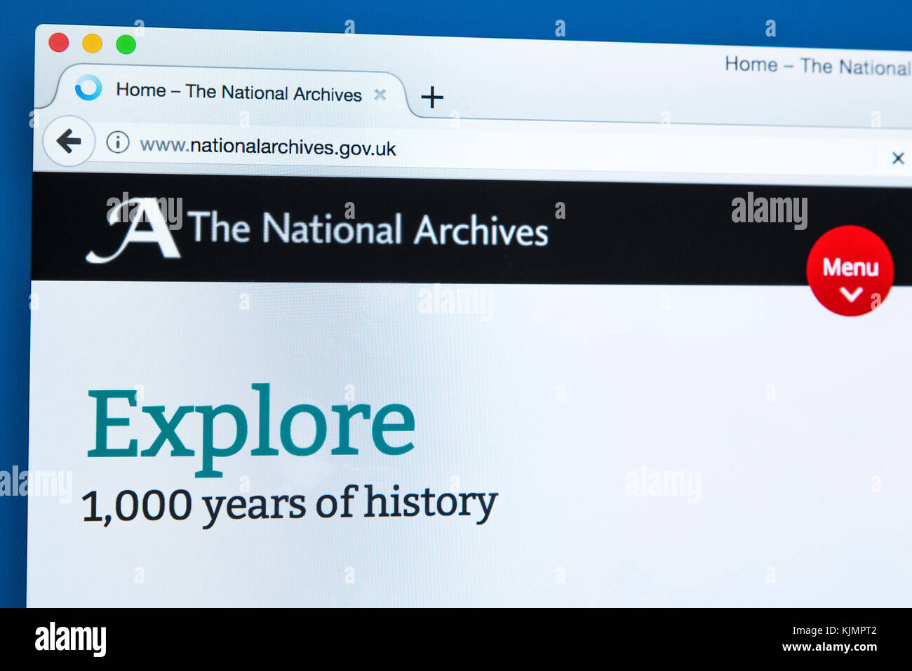 LONDON, Regno Unito - 17 NOVEMBRE 2017: la homepage del sito ufficiale per gli Archivi nazionali - il non-ministeriale dipartimento governativo, il 17 N Foto Stock