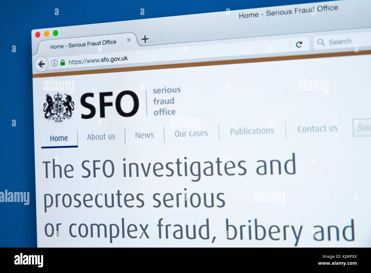 LONDON, Regno Unito - 17 NOVEMBRE 2017: la homepage del sito ufficiale per il Serious Fraud Office - La non-ministeriale MINISTERO DEL GOVERNO DEL REGNO UNITO, su Foto Stock