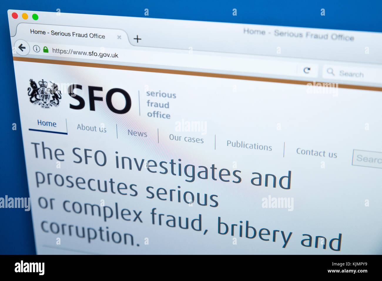 LONDON, Regno Unito - 17 NOVEMBRE 2017: la homepage del sito ufficiale per il Serious Fraud Office - La non-ministeriale MINISTERO DEL GOVERNO DEL REGNO UNITO, su Foto Stock