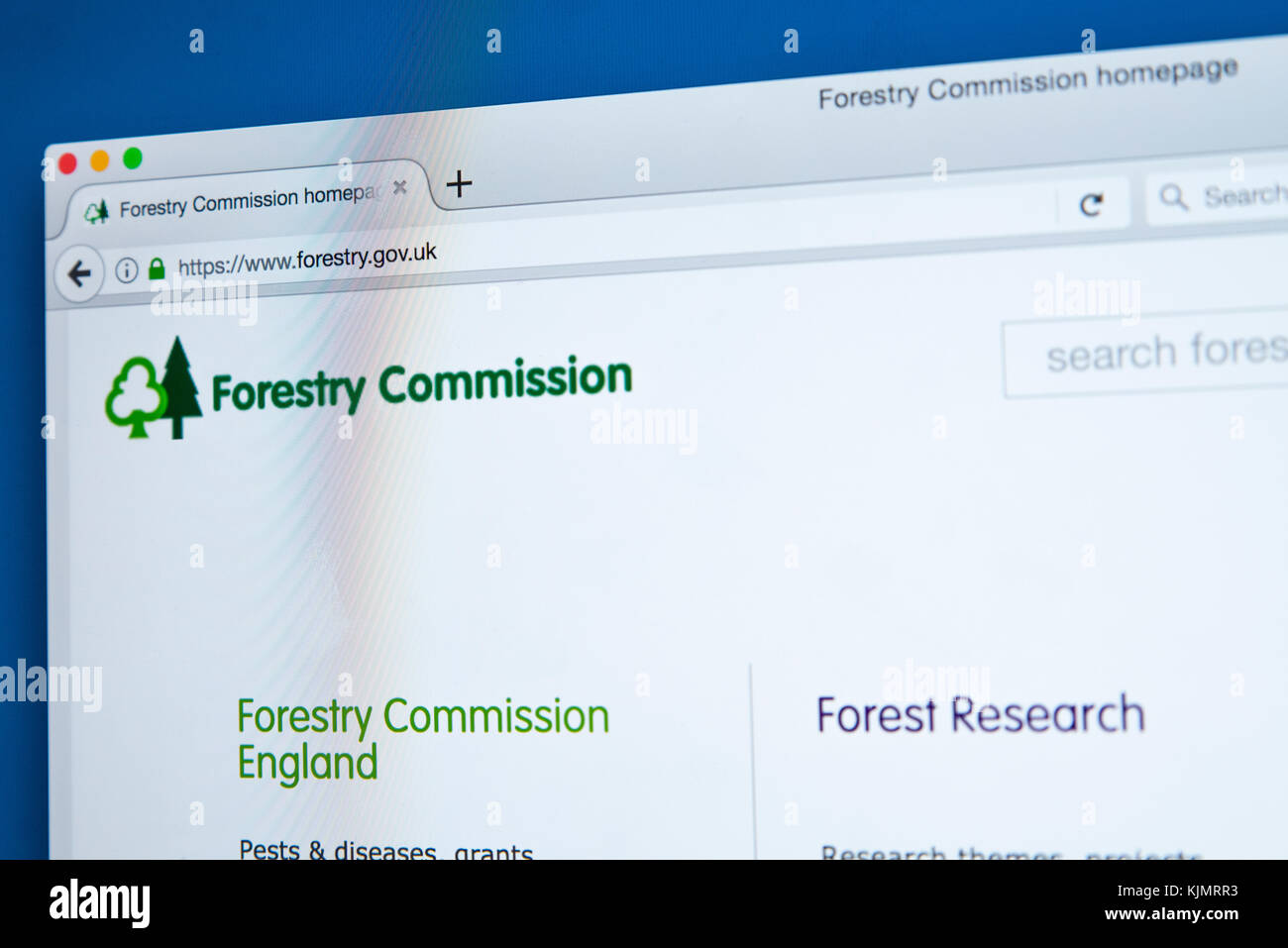 LONDON, Regno Unito - 17 NOVEMBRE 2017: la homepage del sito web ufficiale per la Commissione Forestale - il non-ministeriale ministero del governo del Regno Unito respo Foto Stock