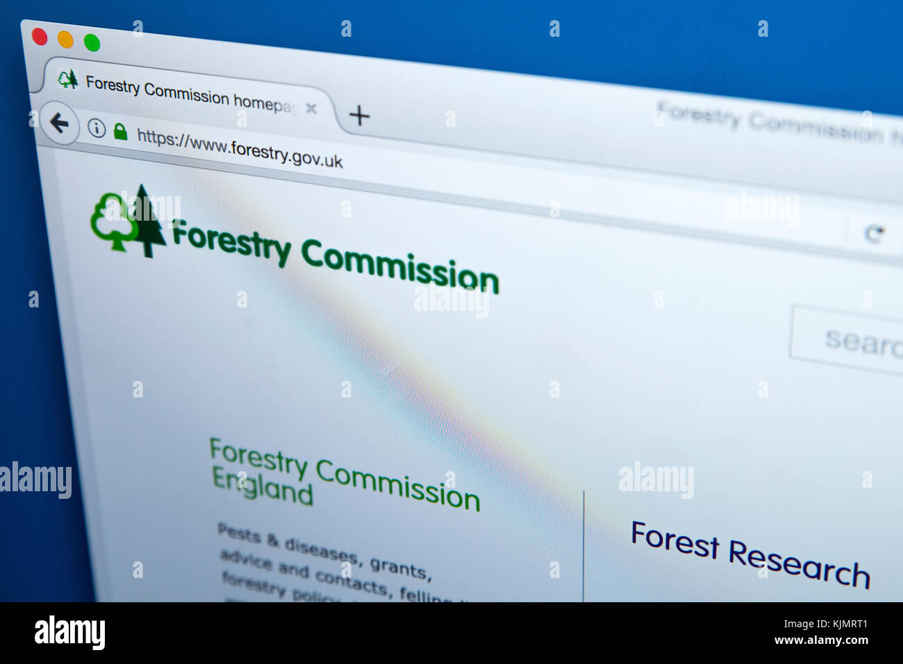 LONDON, Regno Unito - 17 NOVEMBRE 2017: la homepage del sito web ufficiale per la Commissione Forestale - il non-ministeriale ministero del governo del Regno Unito respo Foto Stock