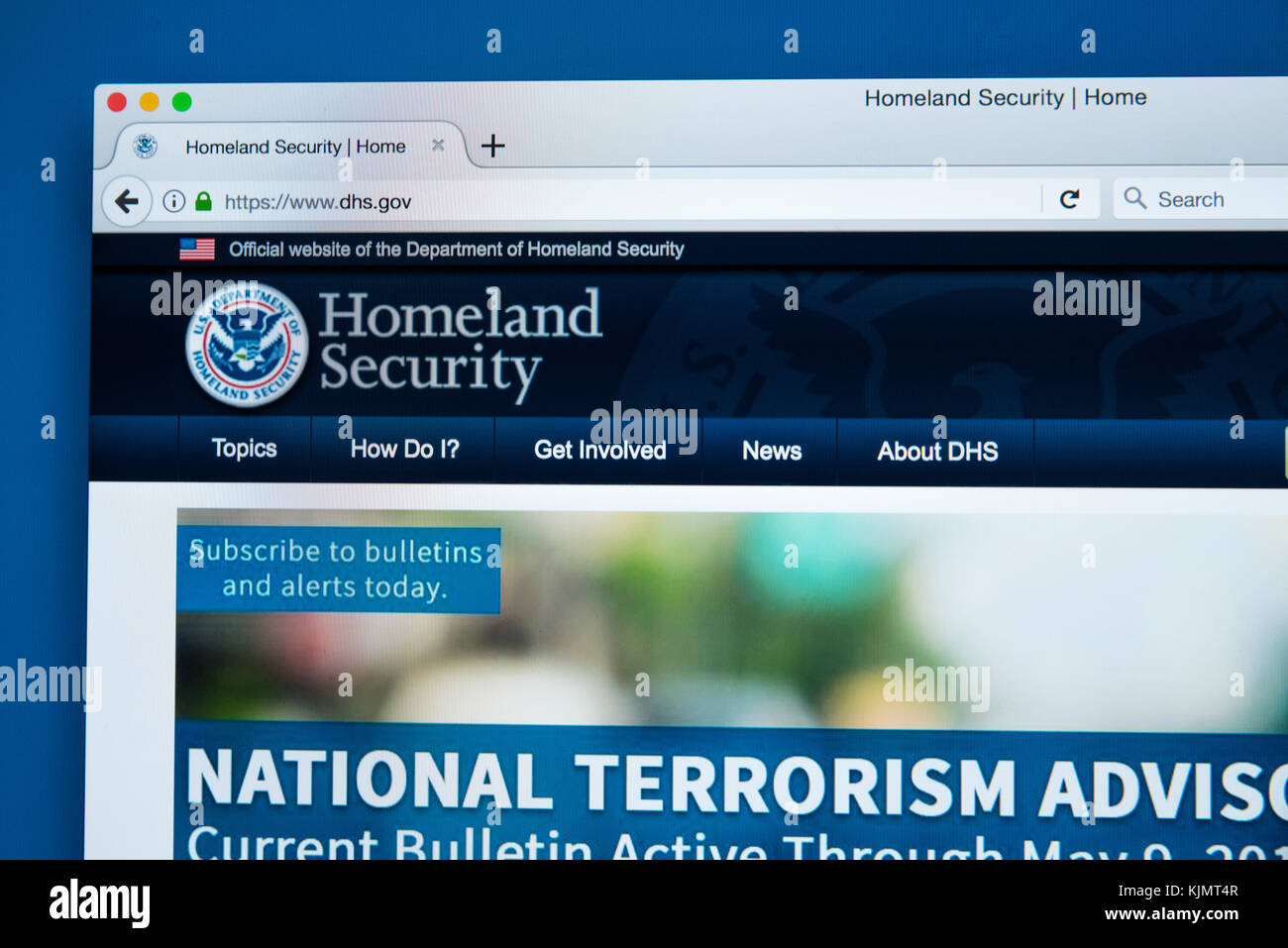 LONDON, Regno Unito - 17 NOVEMBRE 2017: la homepage del sito ufficiale per il Dipartimento della Sicurezza Interna degli Stati Uniti, il 17 novembre 2017. Foto Stock