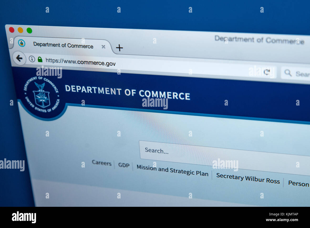 LONDON, Regno Unito - 17 NOVEMBRE 2017: la homepage del sito ufficiale del Dipartimento del Commercio degli Stati Uniti, il 17 novembre 2017. Foto Stock