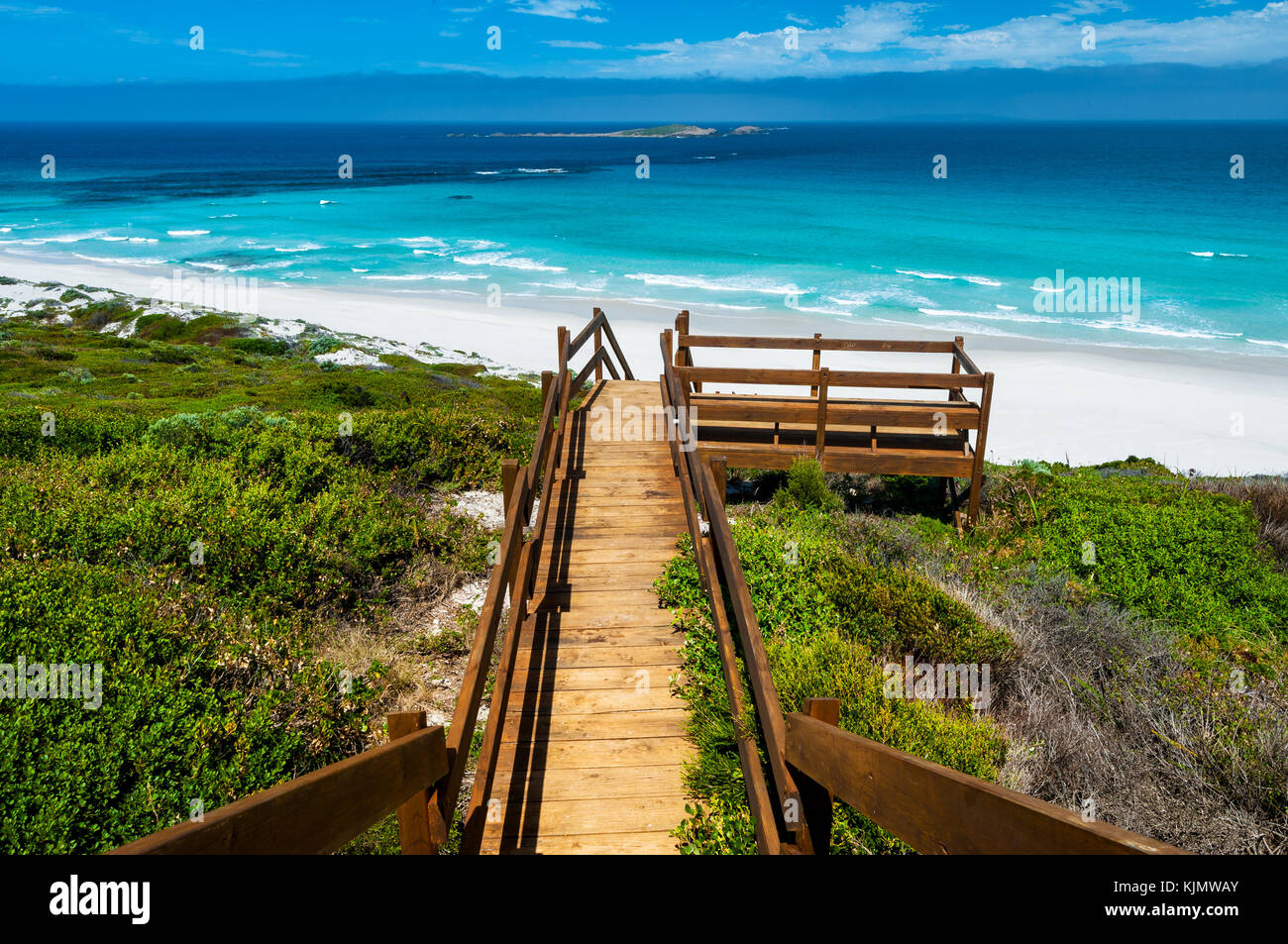 Scale che portano fino a nove miglia di spiaggia a Esperance. Foto Stock