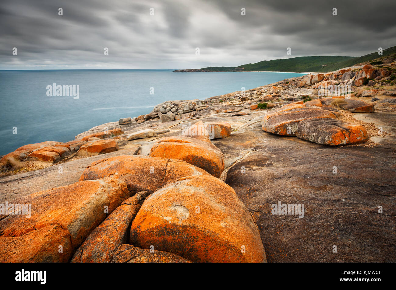 Costa frastagliata in Torndirrup National Park. Foto Stock