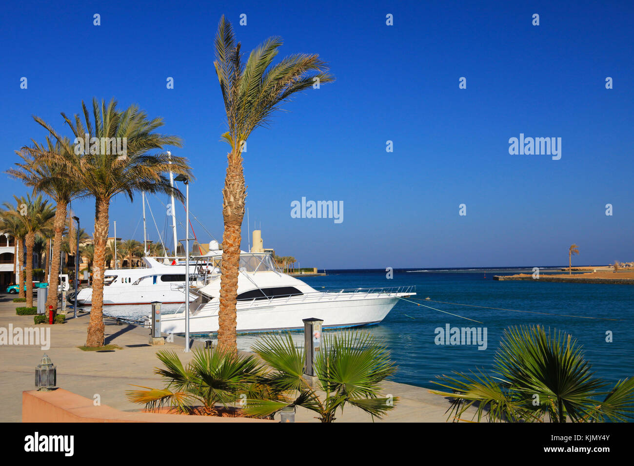 Port Ghalib, un bellissimo porto e marina e città turistica vicino a Marsa Alam, Egitto. Foto Stock