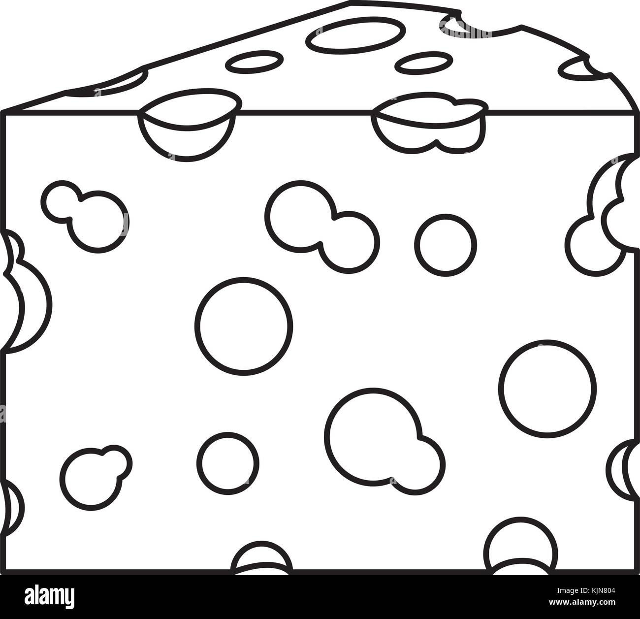 Fetta di formaggio silhouette in bianco e nero su sfondo bianco Immagine e Vettoriale - Alamy