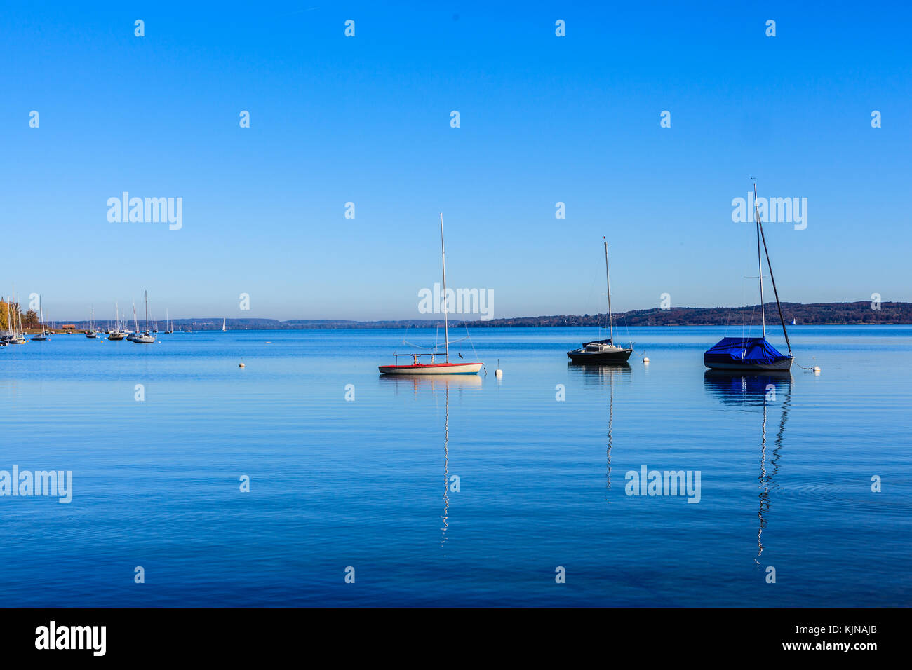 Il porto di Dießen sulla sponda ovest del Ammersee Foto Stock