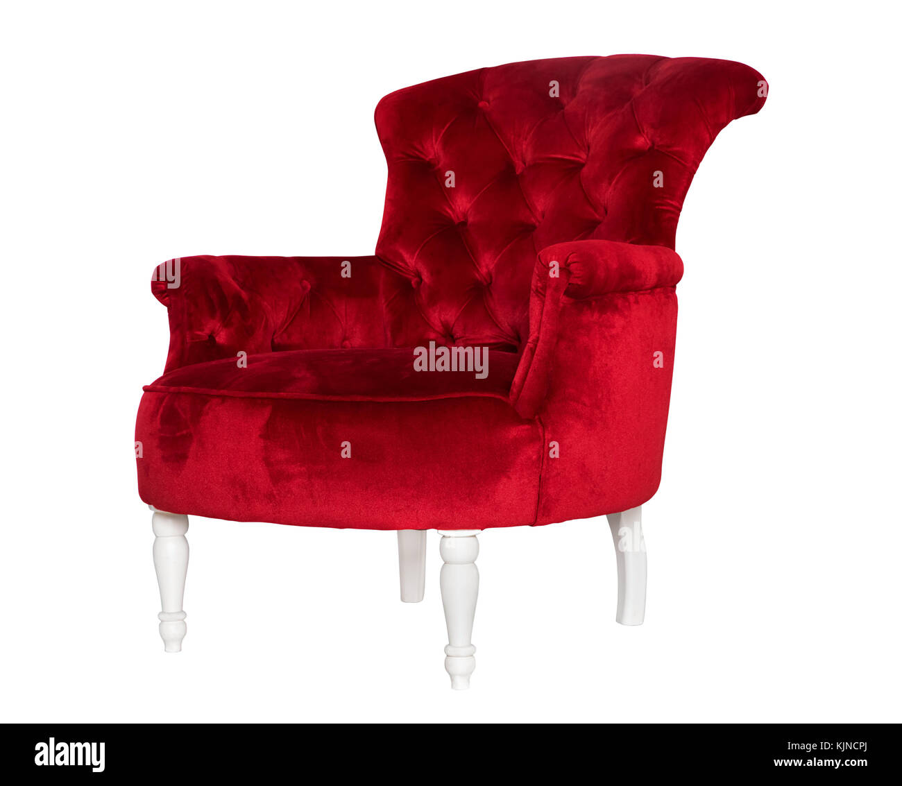 Rosso sedia tessili isolati su sfondo bianco Foto Stock