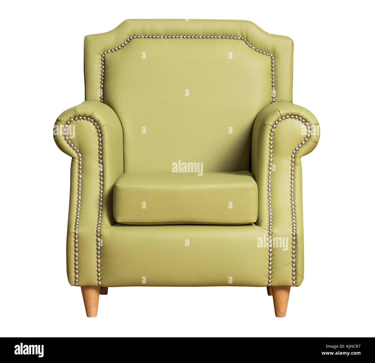 Verde sedia in pelle isolati su sfondo bianco Foto Stock