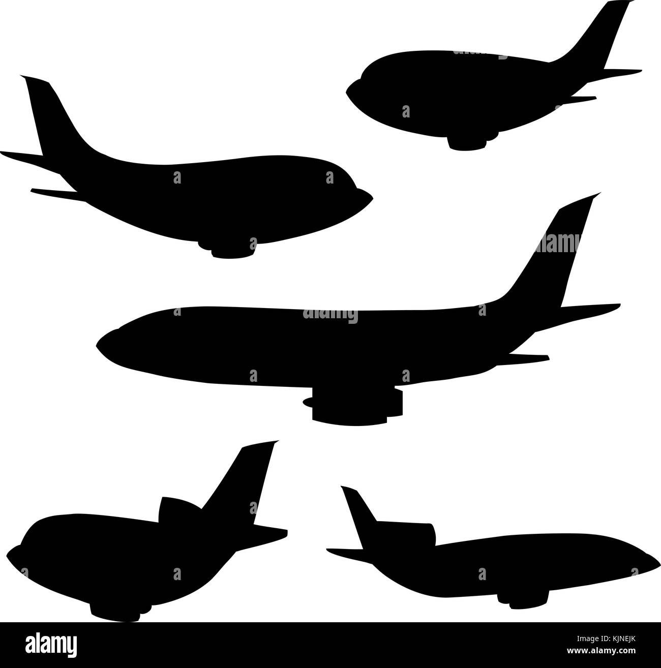 Set di silhouette di una varietà di getti di cartoni animati. Illustrazione Vettoriale