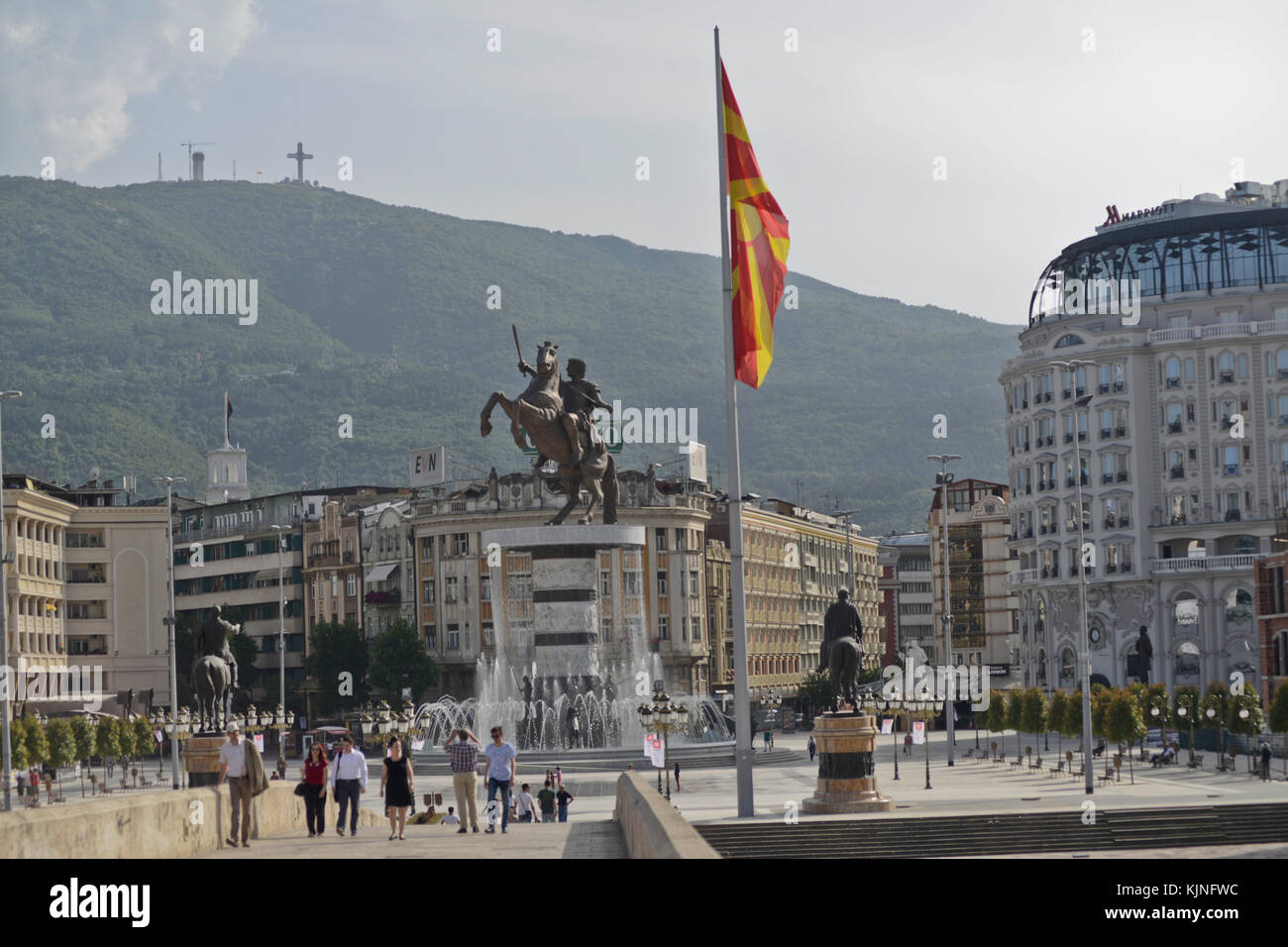 Alessandro il Grande statua, Skopje, Macedonia Foto Stock