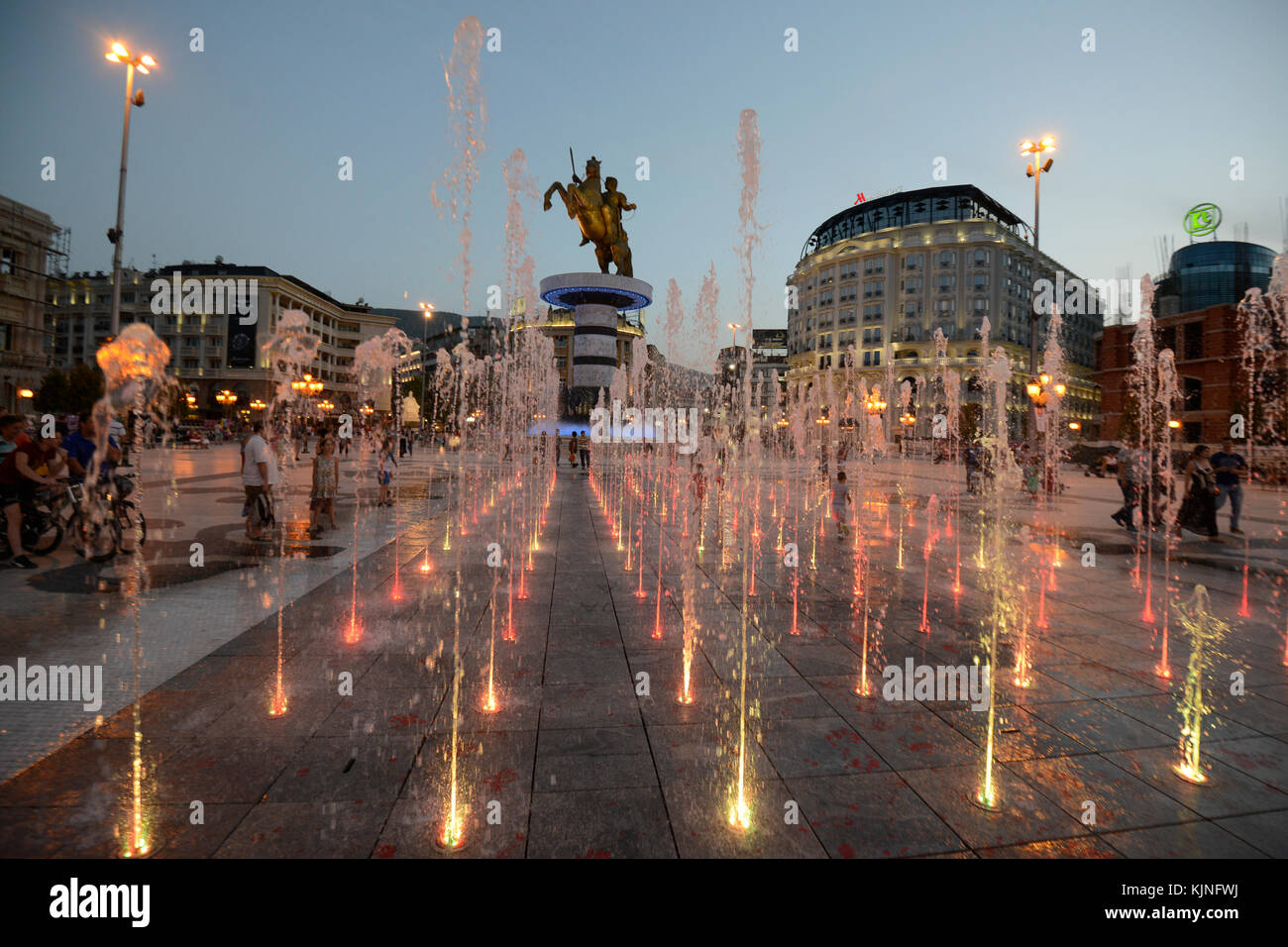 Alessandro il Grande statua, Skopje, Macedonia Foto Stock