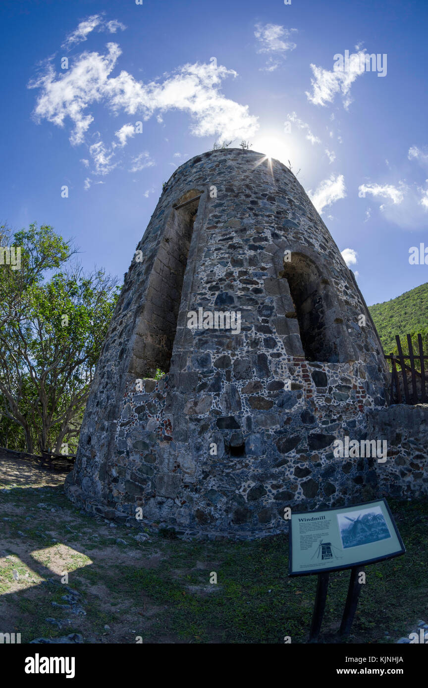 Mulino a Annaberg Plantation, San Giovanni, Isole Vergini Americane Foto Stock