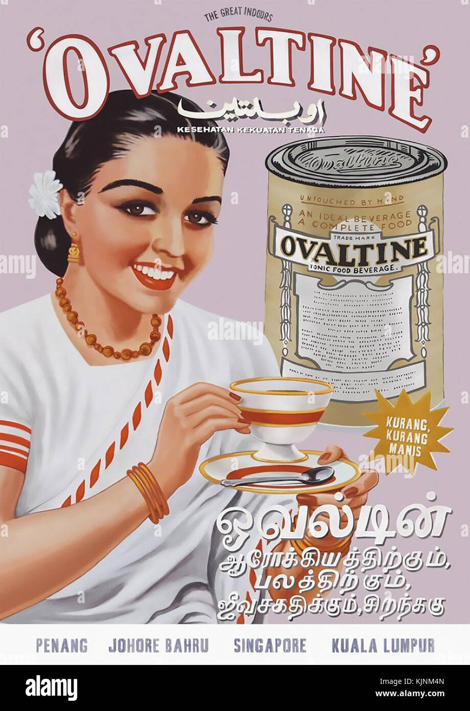OVALTINE pubblicità circa 1955 per il mercato indiano Foto Stock