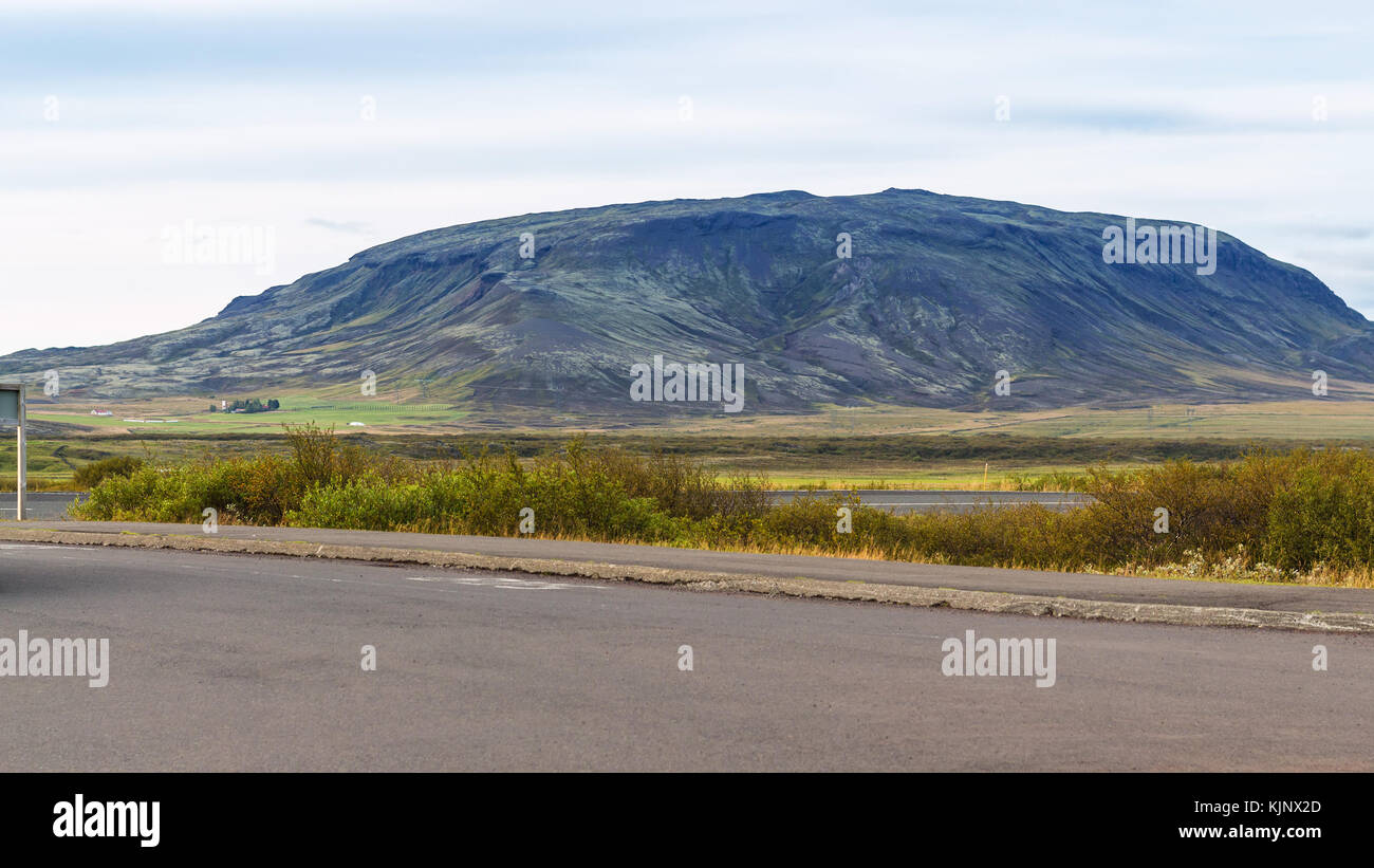 Viaggio in Islanda - biskupstungnabraut road vicino al lago kerid nel mese di settembre Foto Stock
