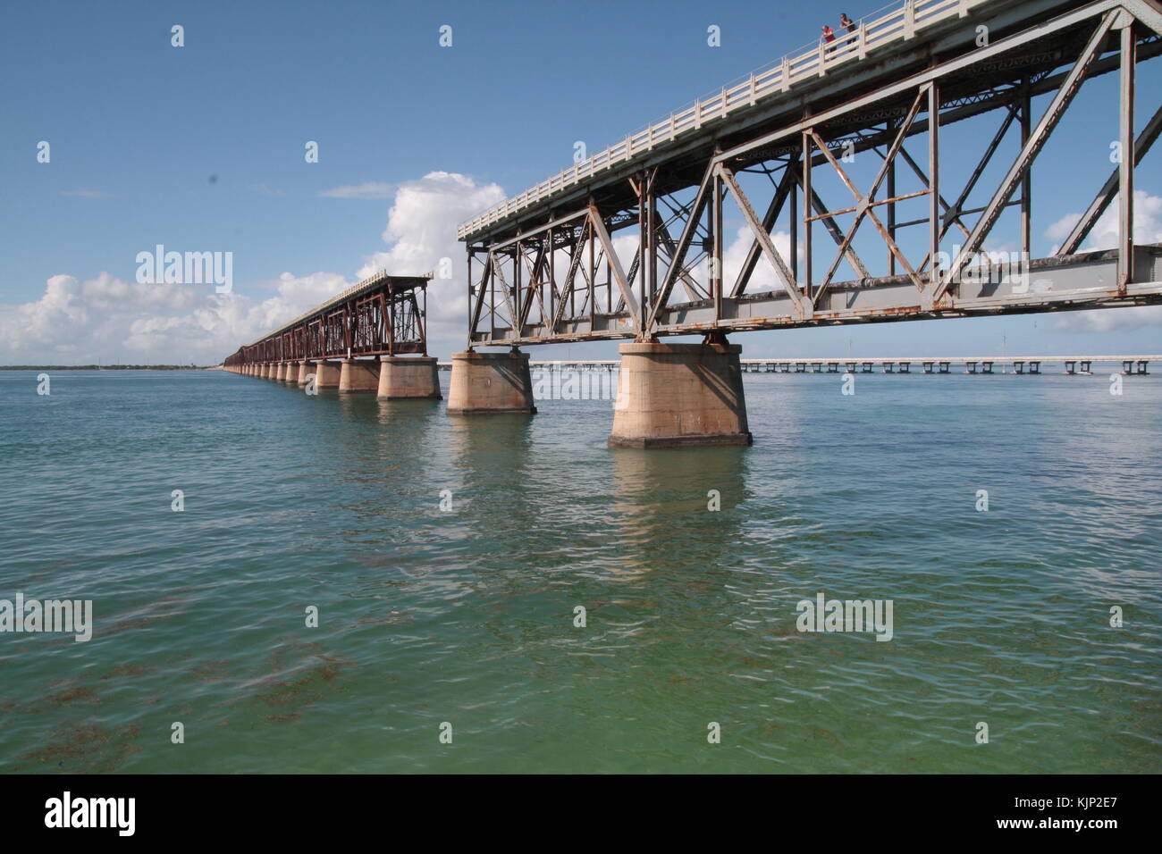 Il ponte interrotto di vecchi Overseas Highway, chiavi isole, Florida. Foto Stock