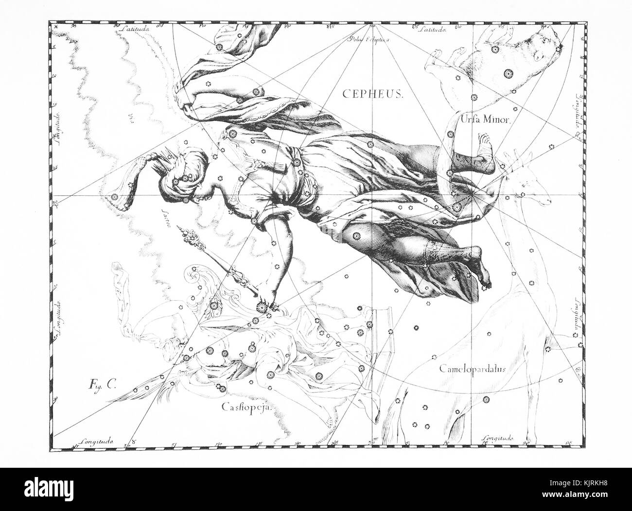 Astronomical Costellazione di Cefeo su uno sfondo luminoso Foto Stock