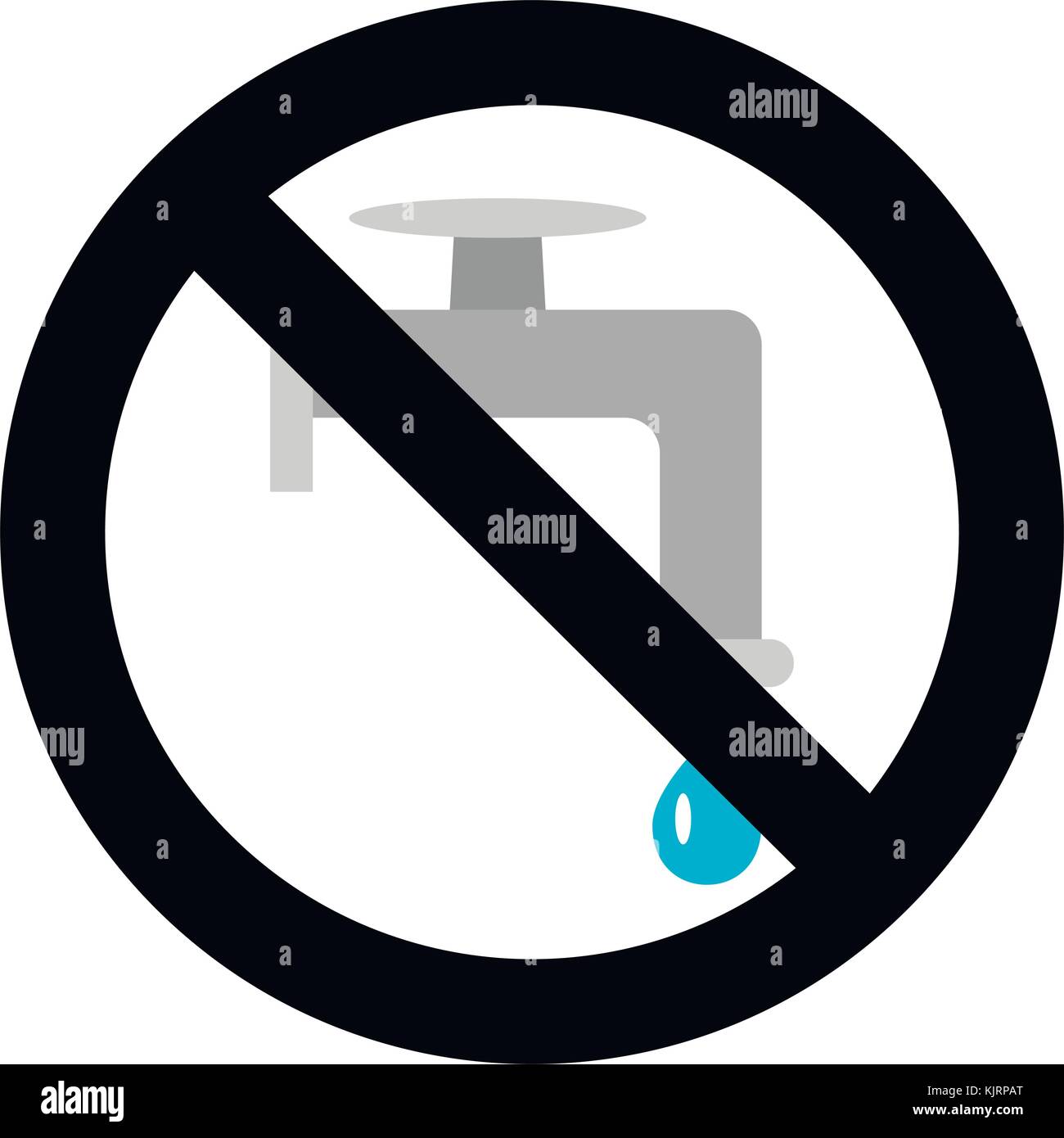 Chiudere la valvola e la relativa icona. divieto presentano perdite di acqua e di acqua di arresto nel tubo. illustrazione vettoriale Illustrazione Vettoriale