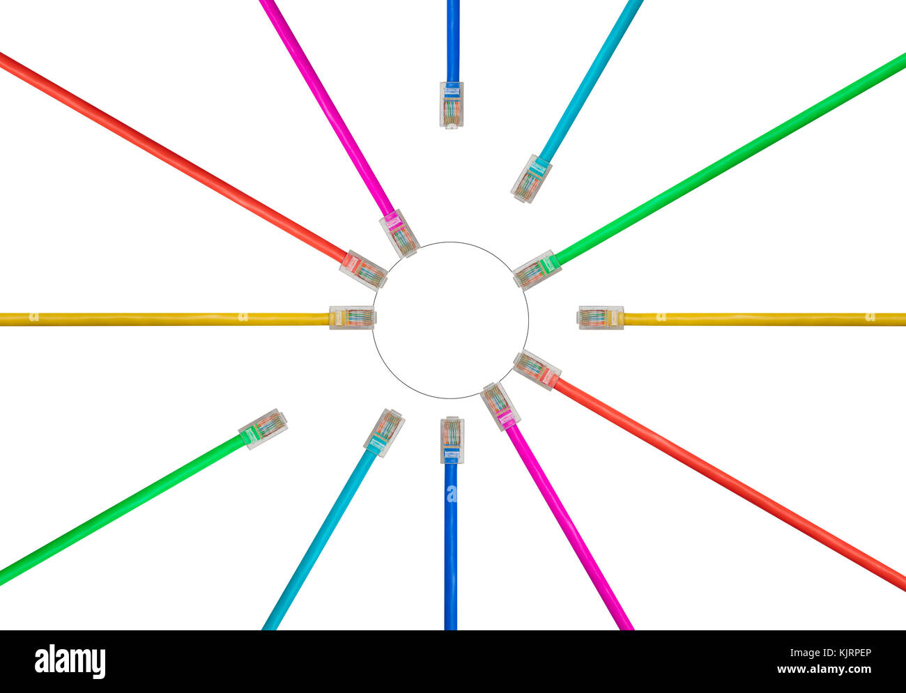 Disposizione di isolato di cavi CAT5 per illustrare le connessioni a internet Foto Stock