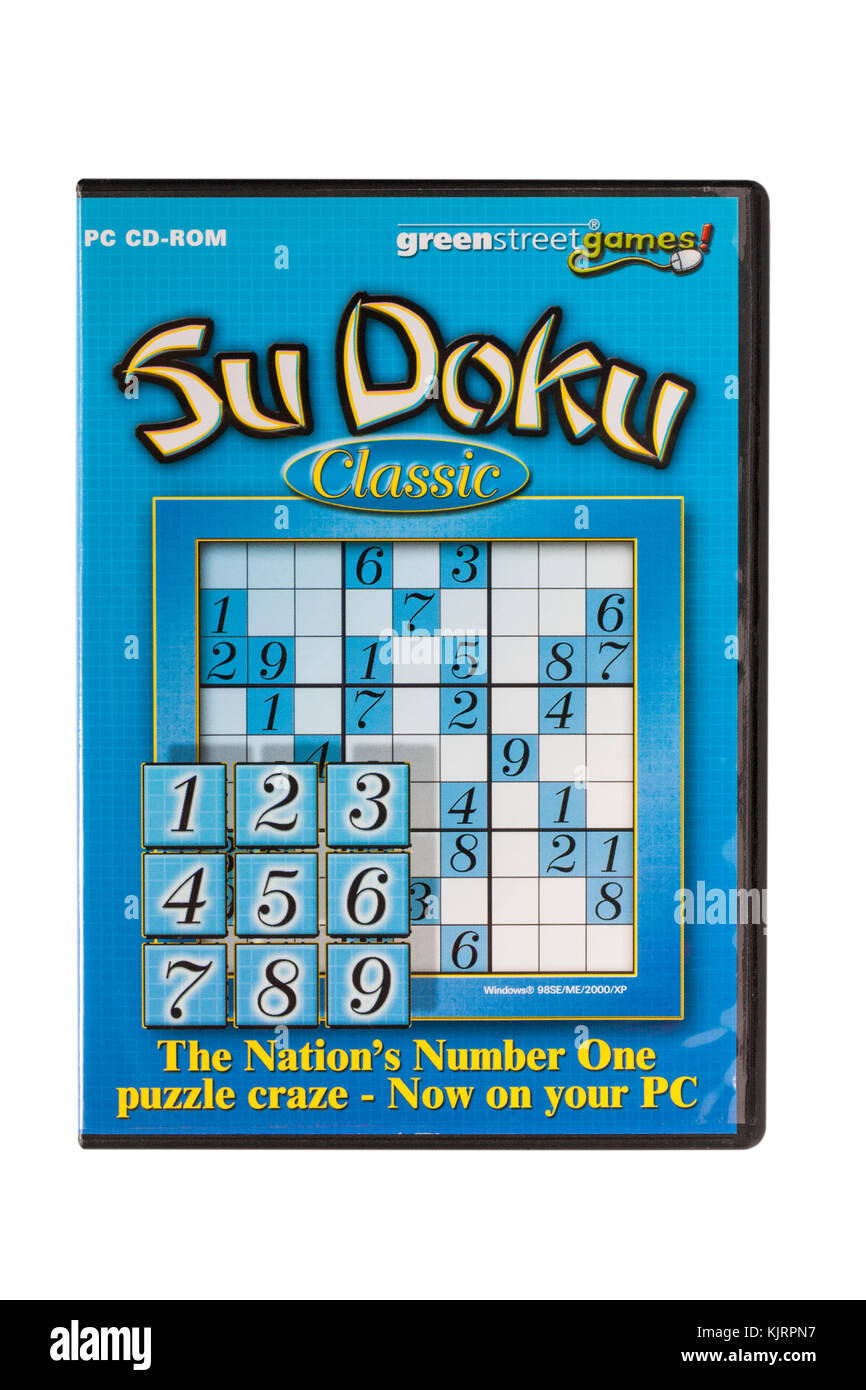 Su Doku Classic SuDoku PC CD-ROM la nazione del numero uno puzzle mania ora sul tuo PC su sfondo bianco Foto Stock