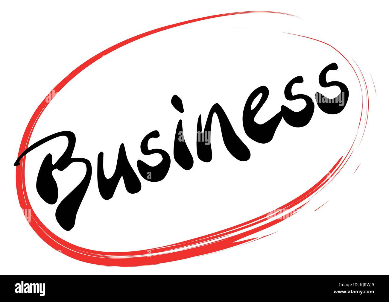 Business in una mano rossa cerchio disegnato Illustrazione Vettoriale
