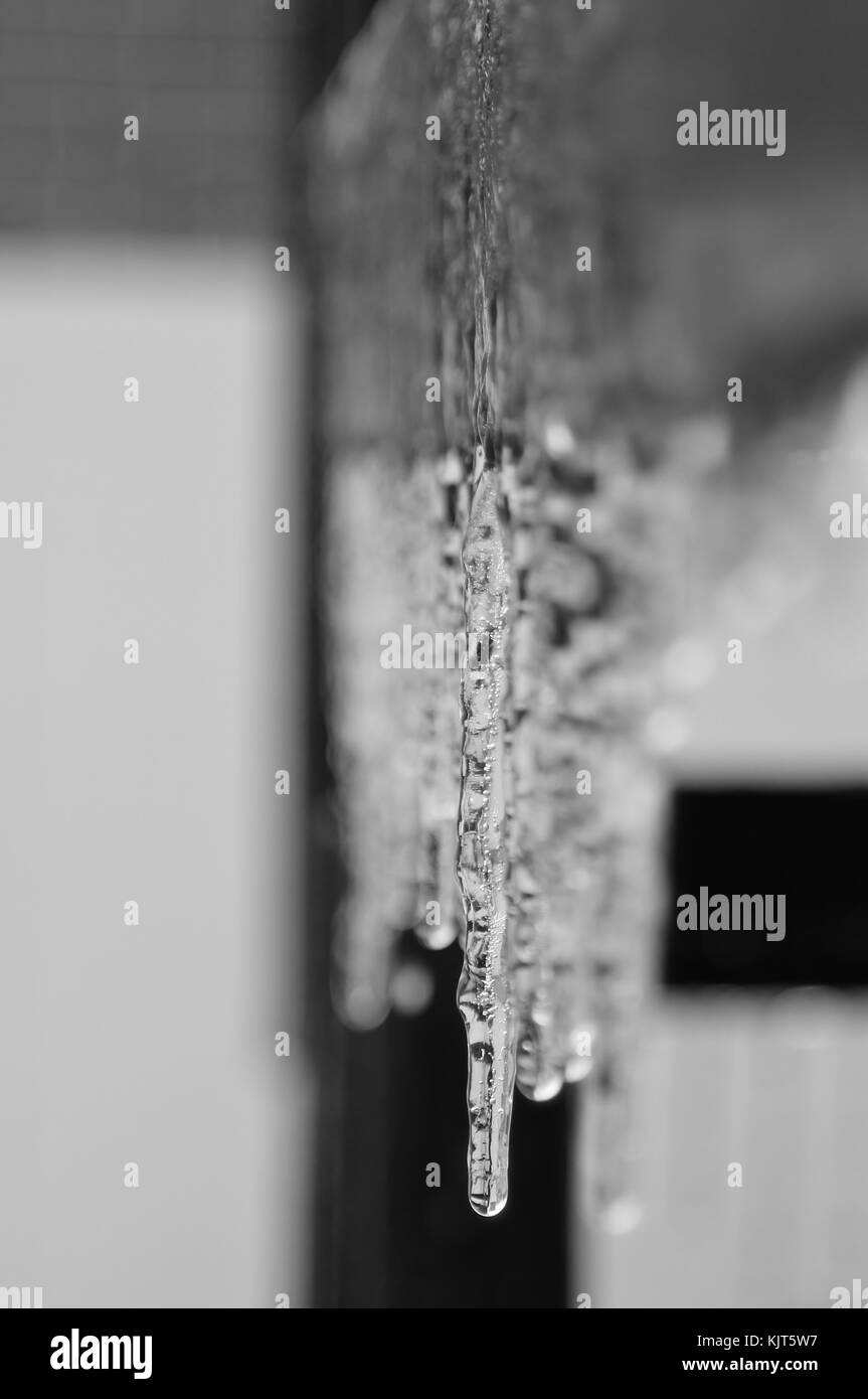 Delicate fantasie e forme di svilupparsi come un inverno severo tempesta di ghiaccio su rulli di Saint Louis, Missouri, Stati Uniti d'America. Foto Stock