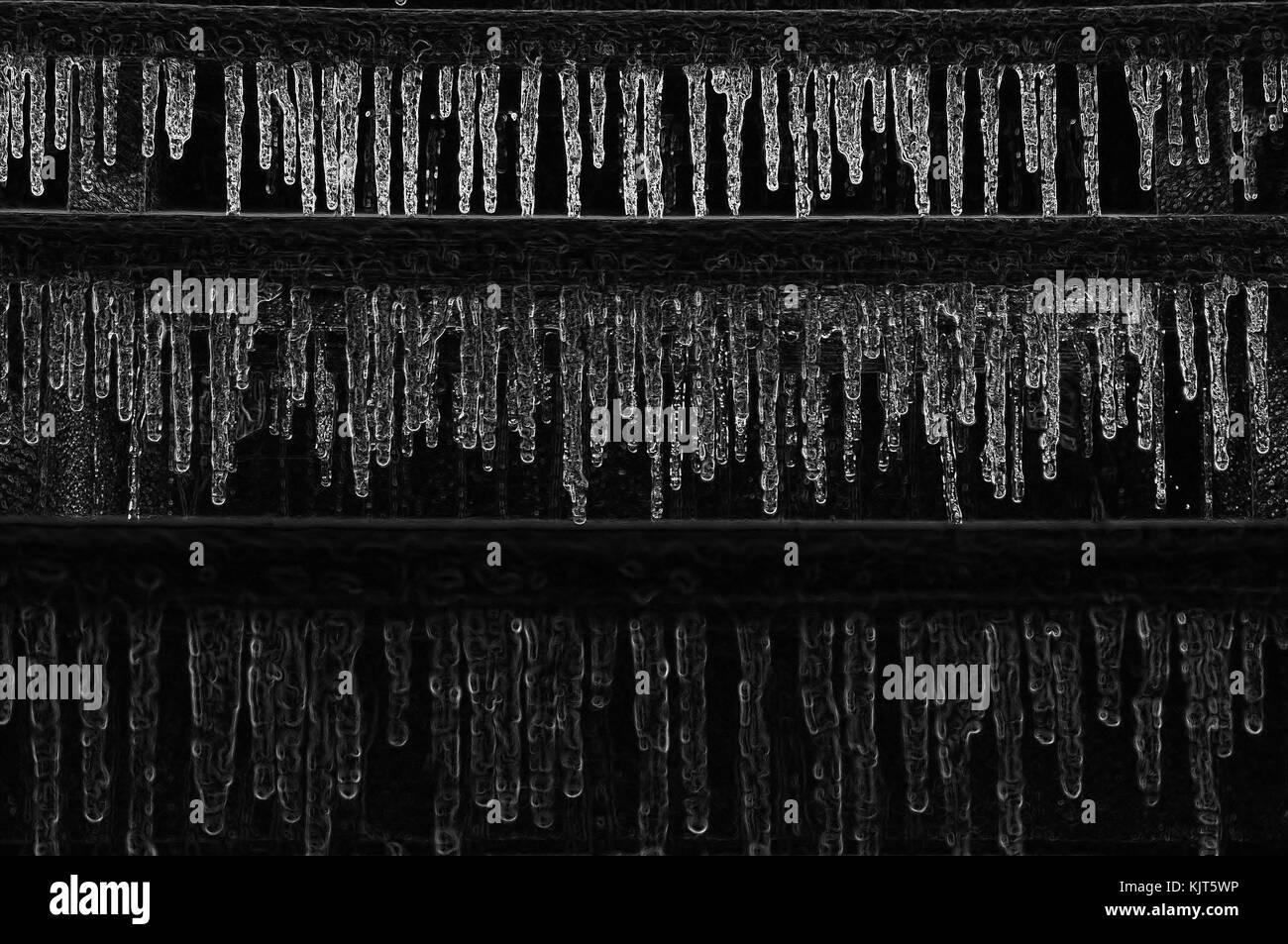 Delicate fantasie e forme di svilupparsi come un inverno severo tempesta di ghiaccio su rulli di Saint Louis, Missouri, Stati Uniti d'America. Foto Stock