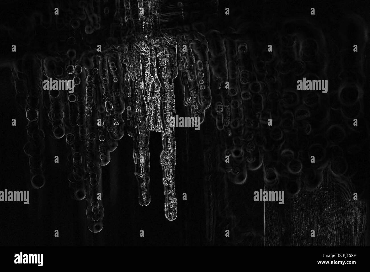 Delicate fantasie e forme di svilupparsi come un inverno severo tempesta di ghiaccio su rulli di Saint Louis, Missouri, Stati Uniti d'America. Foto Stock