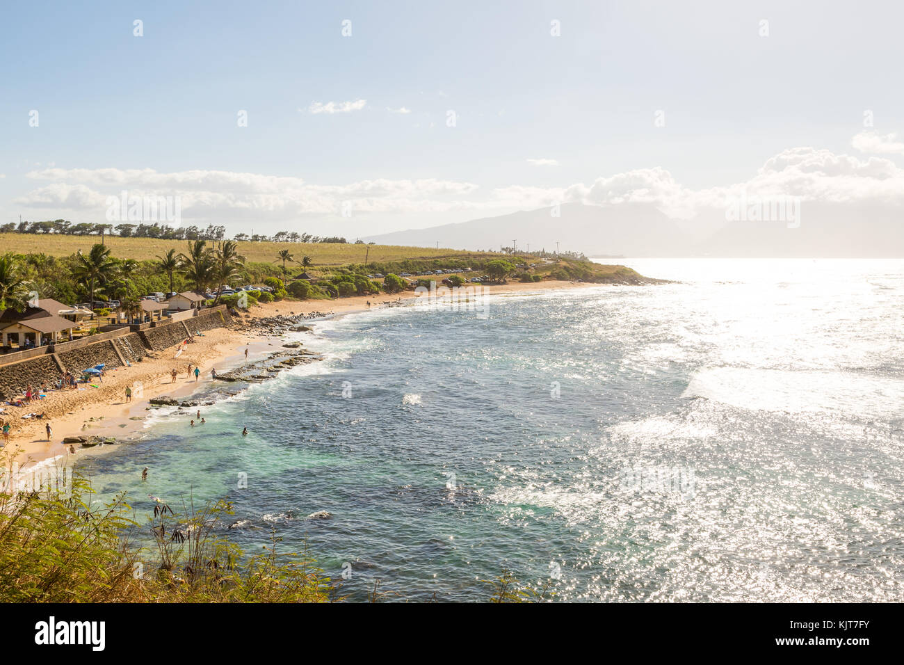 Hookipa spiaggia al tramonto in Maui, Hawaii, Stati Uniti d'America Foto Stock
