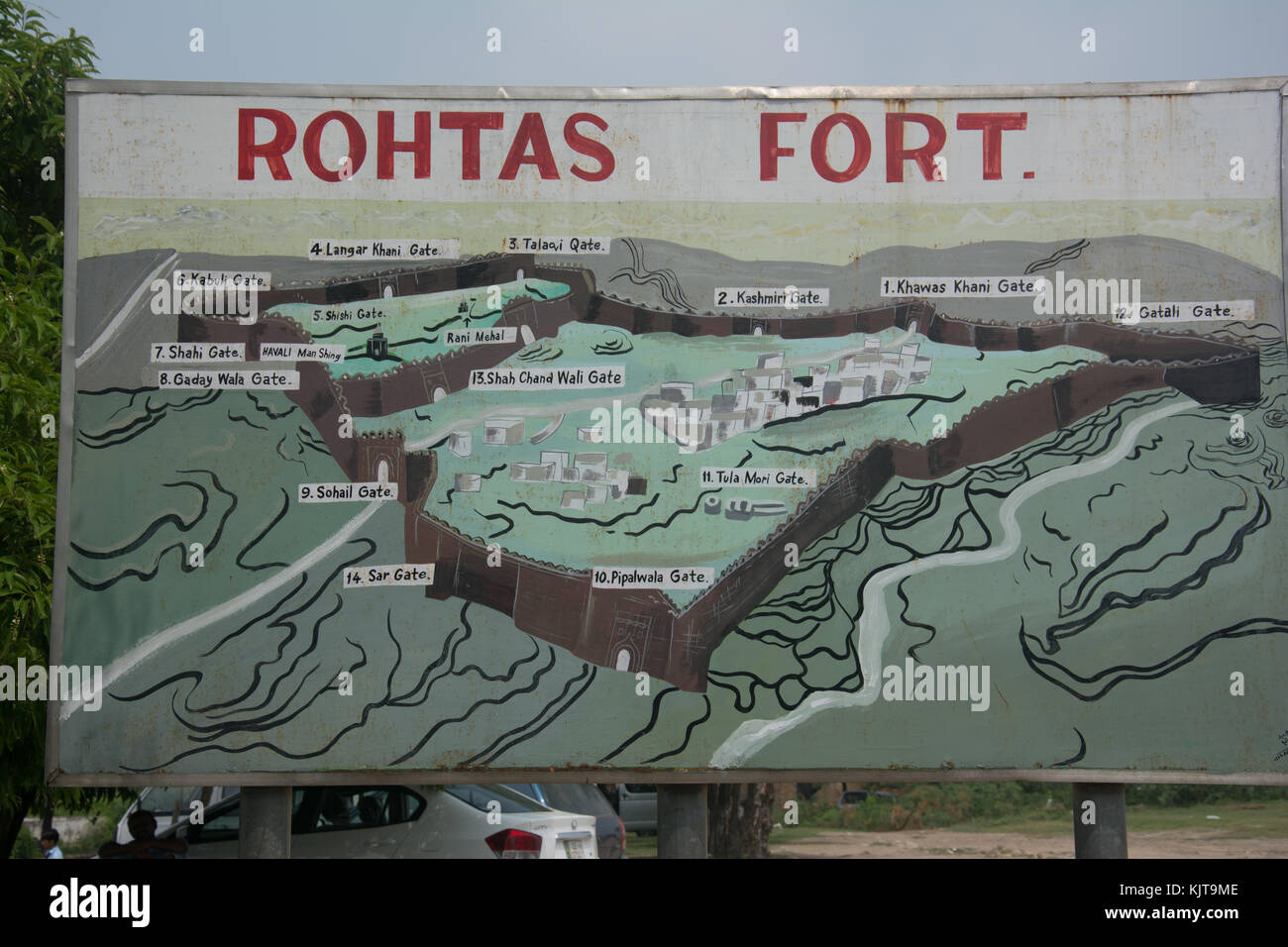 Mappa del sito a Rohtas Fort, vicino Jhelum - Pakistan. Foto Stock