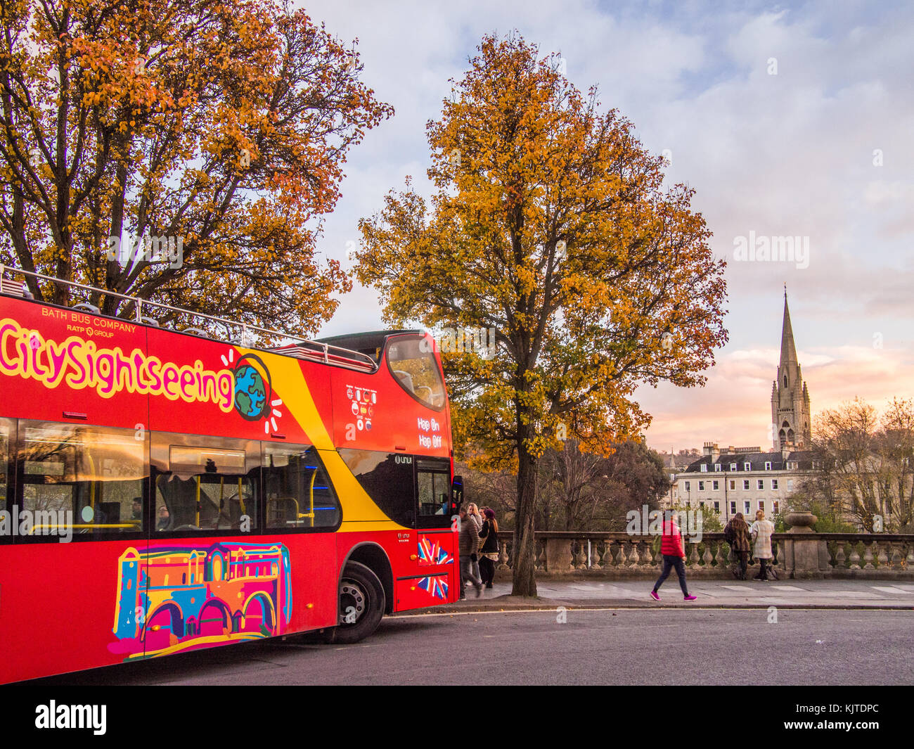 Sightseeing Bus in bagno, Somerset, Inghilterra Foto Stock