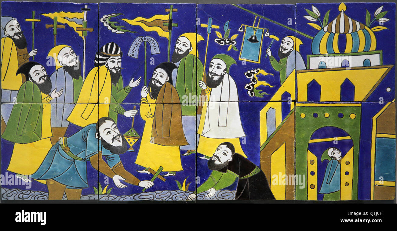 Pannello di parete;processione della comunità armena a Isfaha,Iran c.1650-1700 Foto Stock Pannello di parete;processione della comunità armena a Isfaha,Iran c.1650-1700 Foto Stock