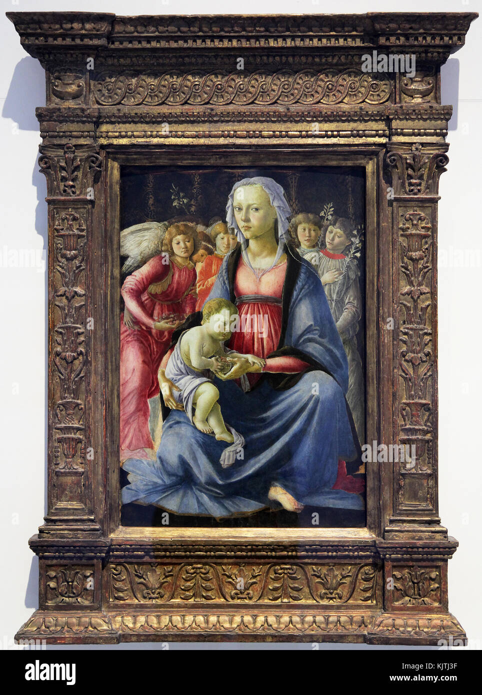 Madonna con il bambino e cinque angeli 1470 dagli italiani pittore rinascimentale Sandro Botticelli. 1445-1510, aka Alessandro di Mariano Filipepi Foto Stock