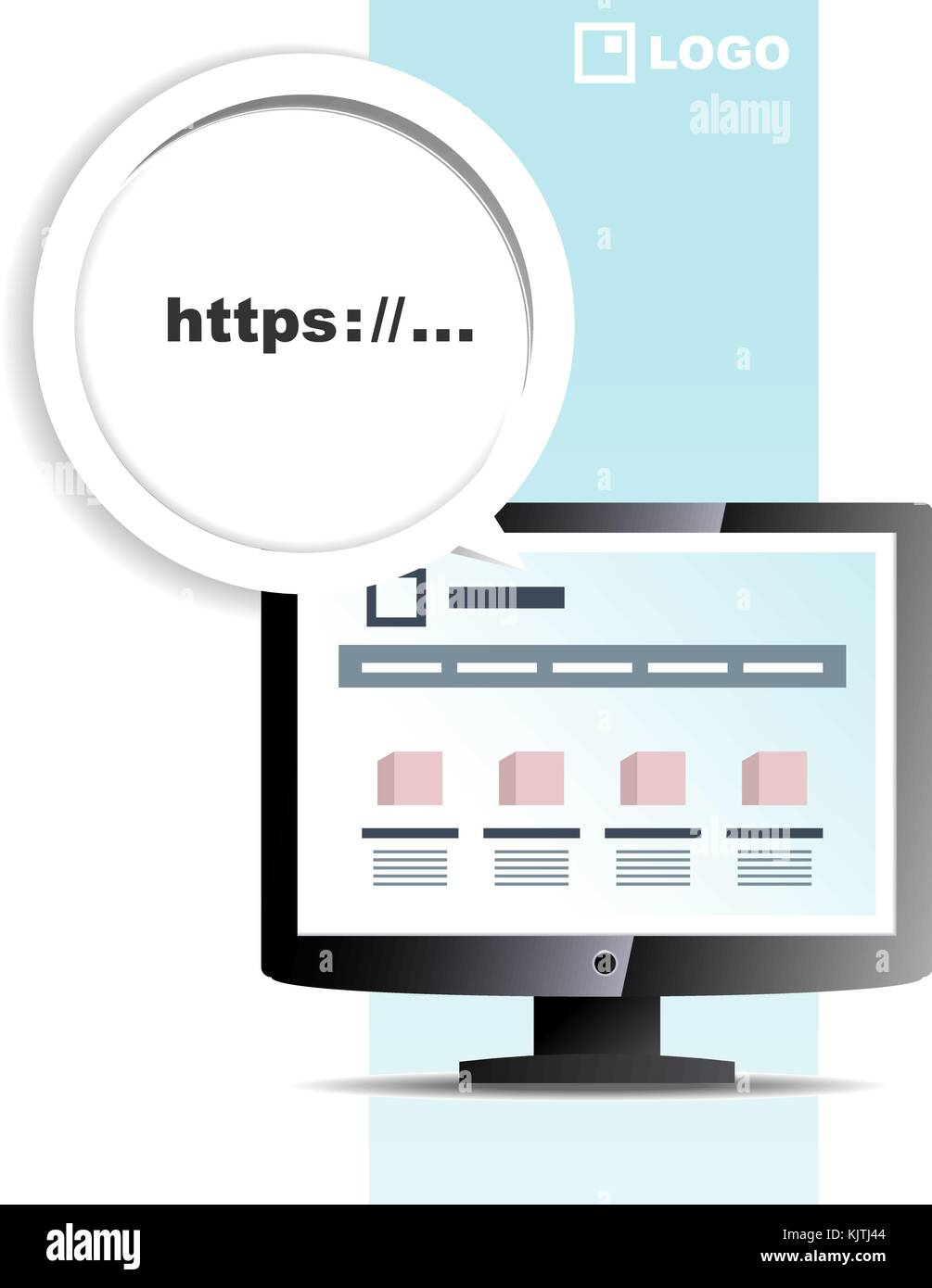 Monitor e posizionare per informazioni brochure Illustrazione Vettoriale