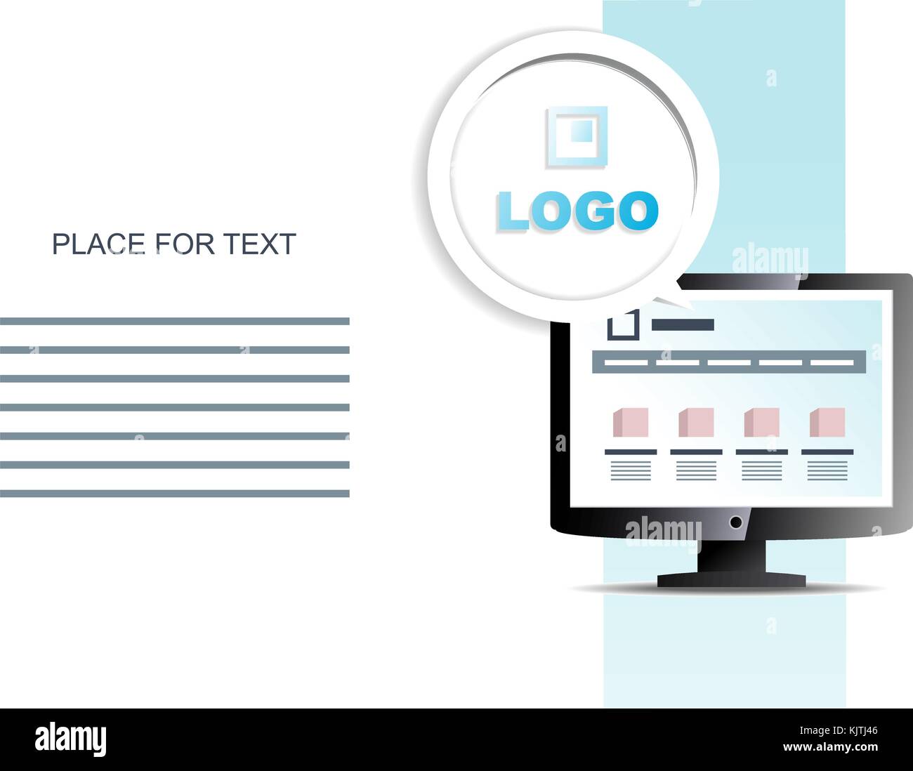 Monitor e posizionare per informazioni brochure Illustrazione Vettoriale