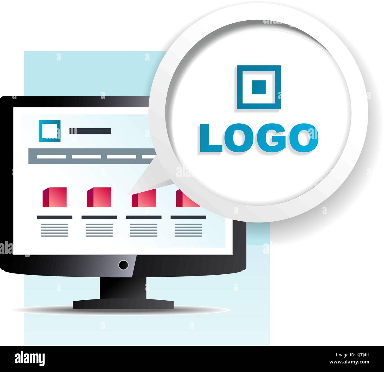 Monitor e posizionare per informazioni brochure Illustrazione Vettoriale