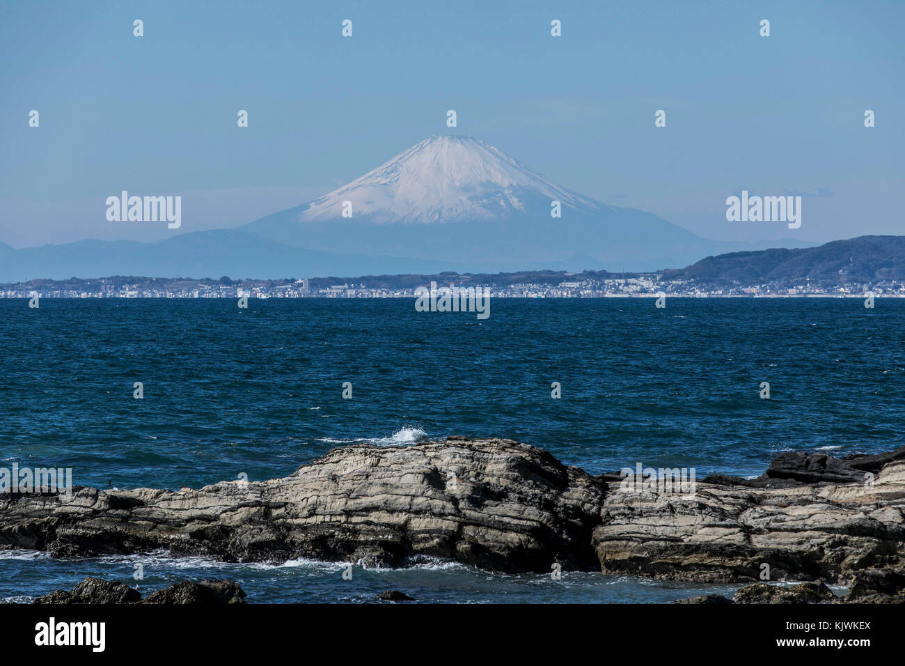 Monte Fuji raffigurato da boso penisola in Chiba GIAPPONE. Credito: yuichiro tashiro Foto Stock