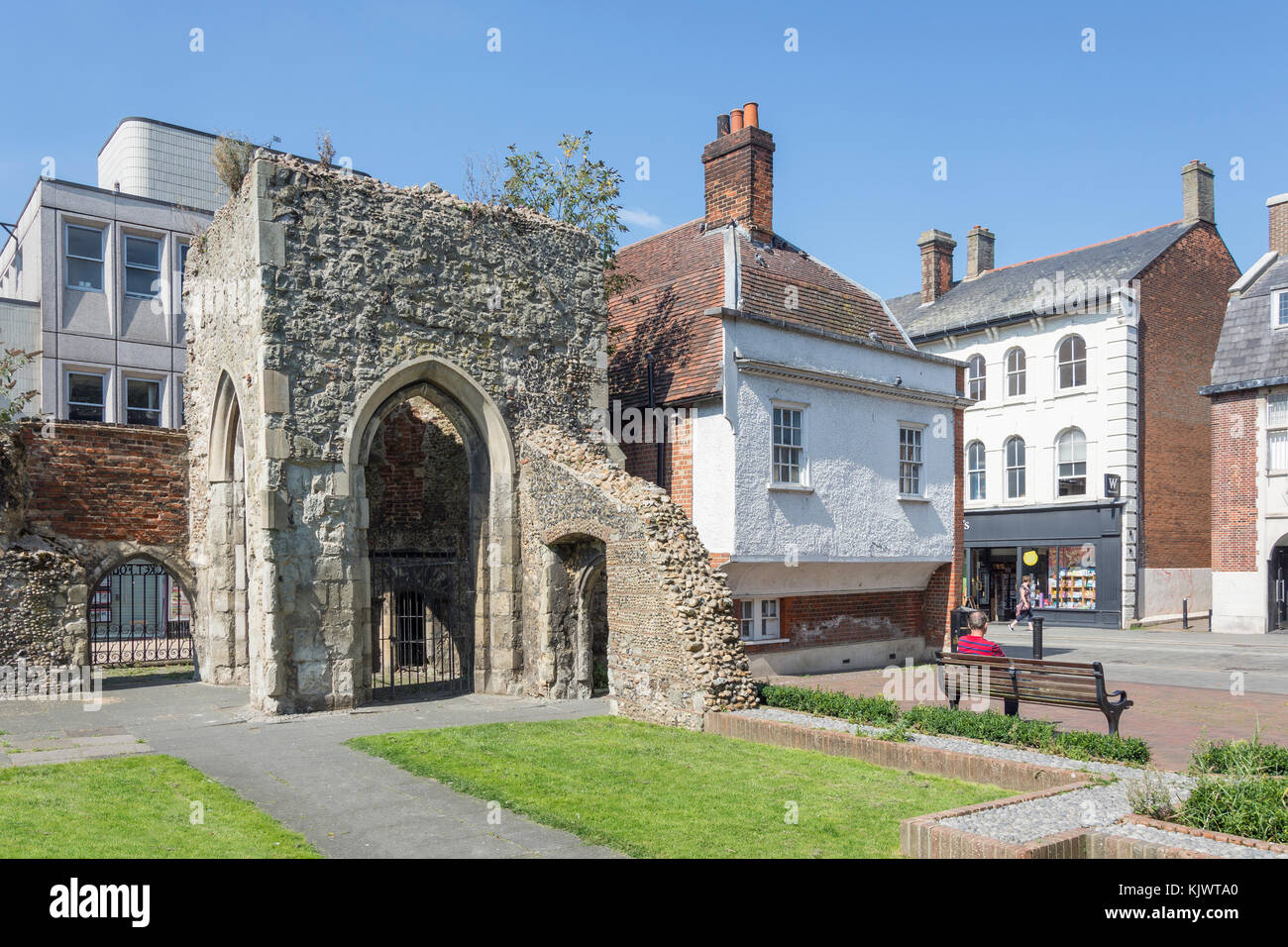 San Tommaso Becket una cappella rovine, High Street, Brentwood, Essex, Inghilterra, Regno Unito Foto Stock