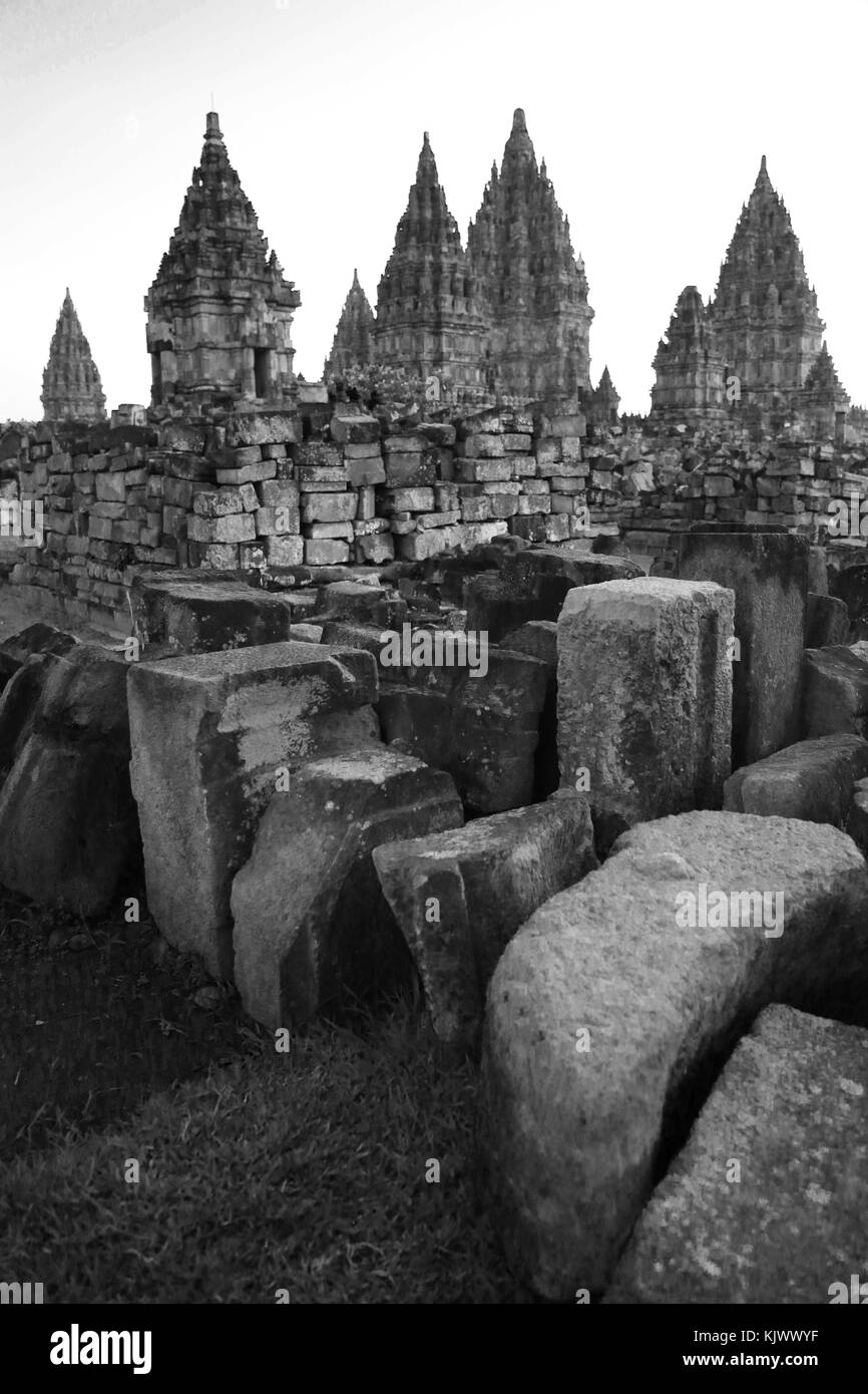Le rovine del tempio di Prambanan in Indonesia Foto Stock
